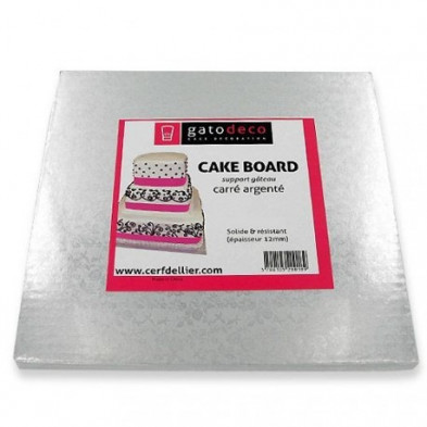 Soporte tarta plateado cuadrado 25*25