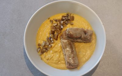 Receta: Crema de calabaza con castañas y foie tostado